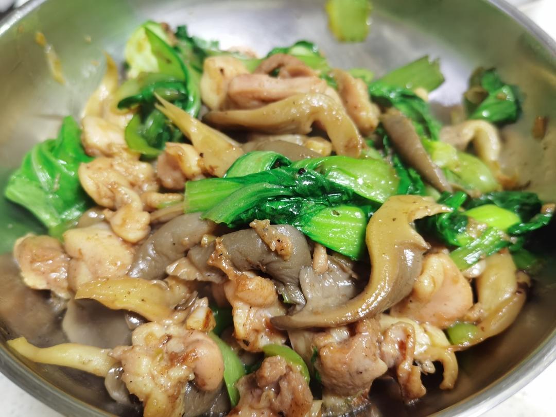 平菇·鸡片炒油菜#认真做饭好好吃饭 #