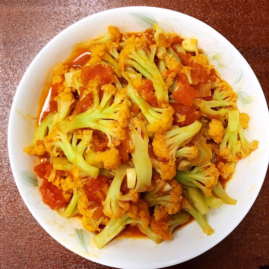 家常新手番茄炒花菜