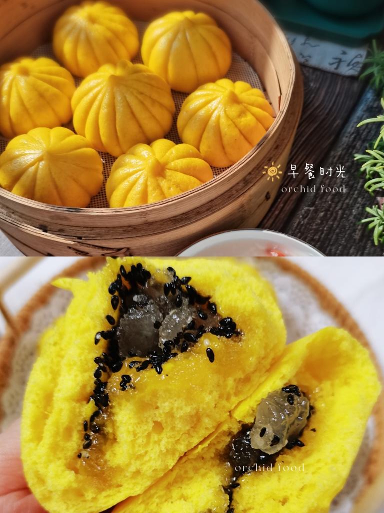 老味道～南瓜黑芝麻水晶糖包（一次发酵简易版）的做法