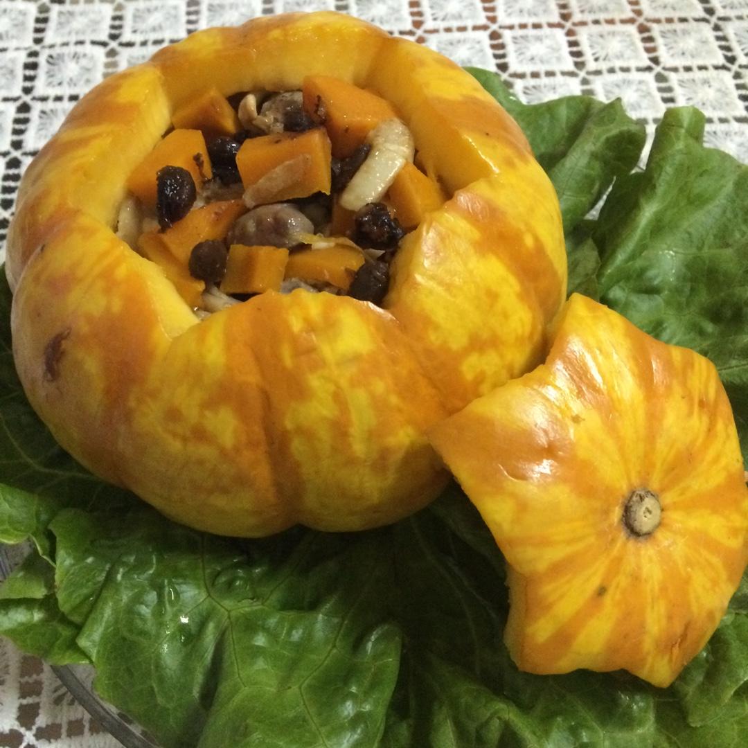 南瓜蒸香菇鸡肉