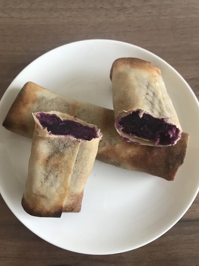 奶香紫薯春卷的做法