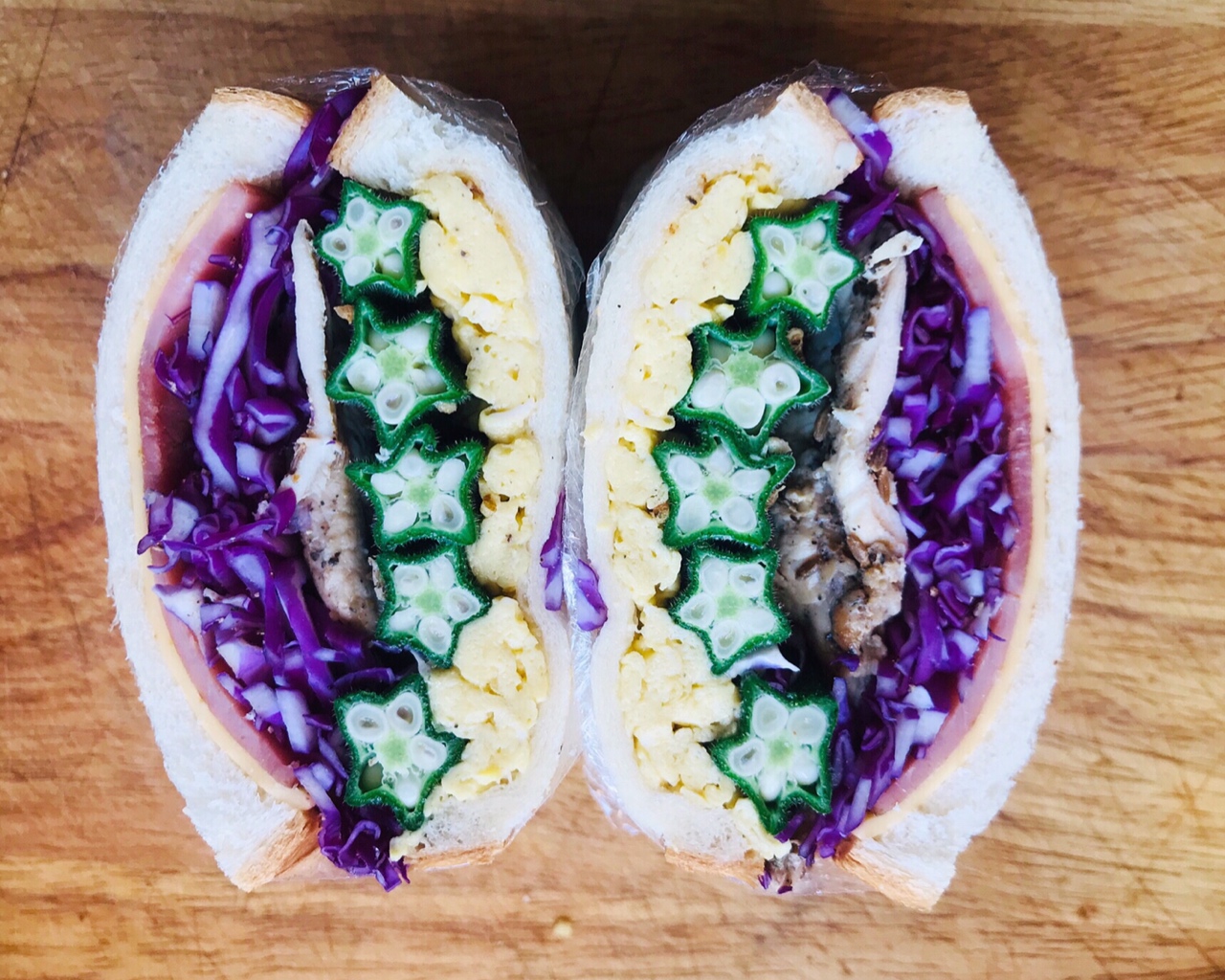 低脂鸡胸肉秋葵紫甘蓝火腿三明治 🥪的做法