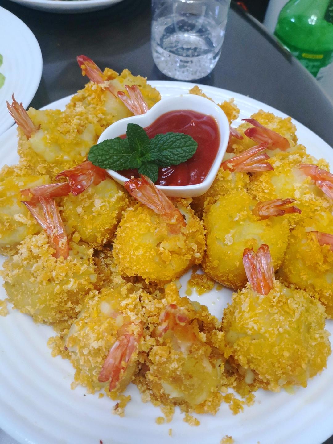 芝士土豆虾球