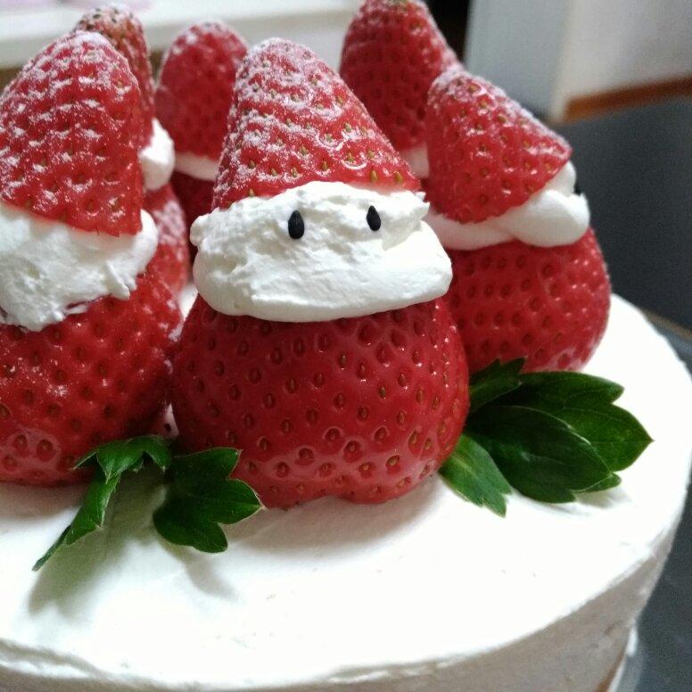 圣诞草莓雪人 红丝绒戚风裸蛋糕