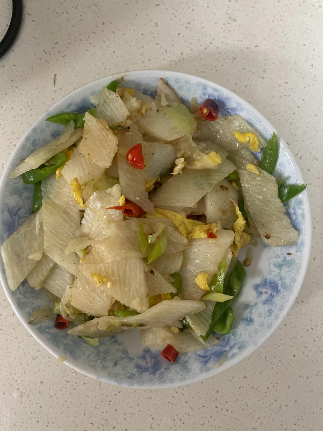 今日菜谱：山药胡萝卜炒鸡蛋