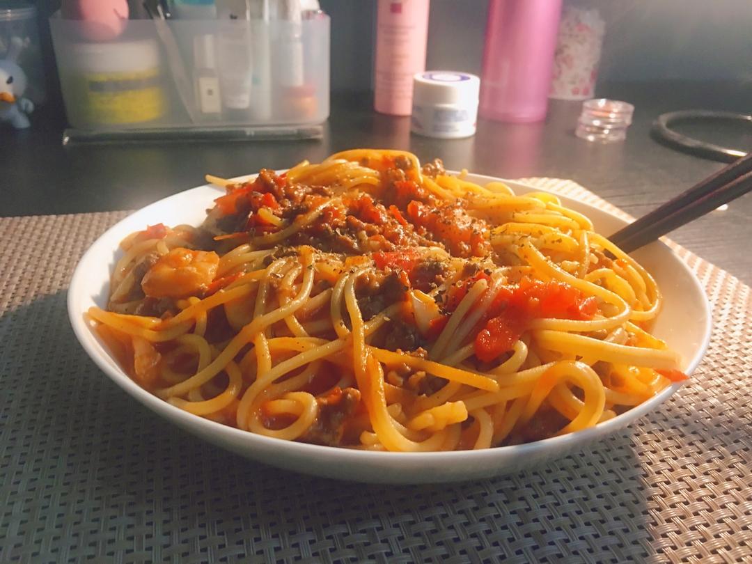 番茄虾仁意面