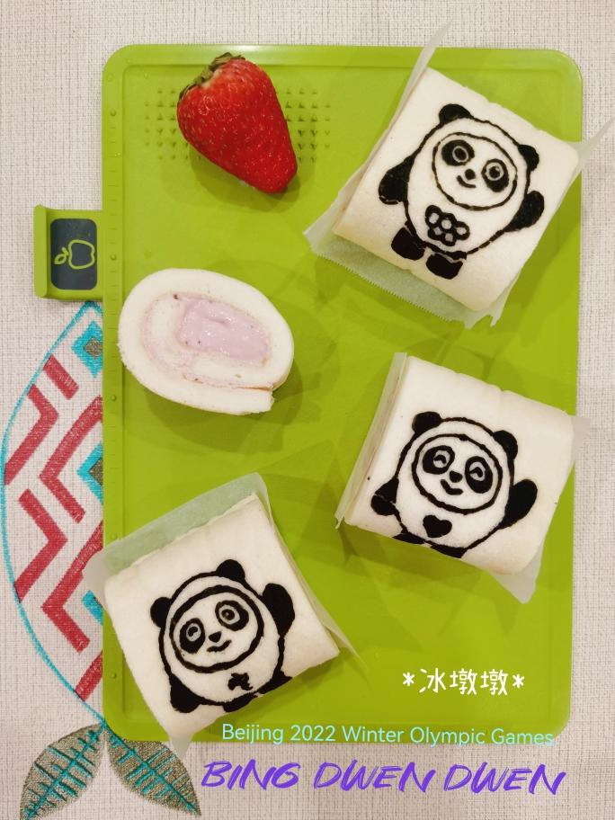 冰墩儿墩儿草莓天使蛋糕卷