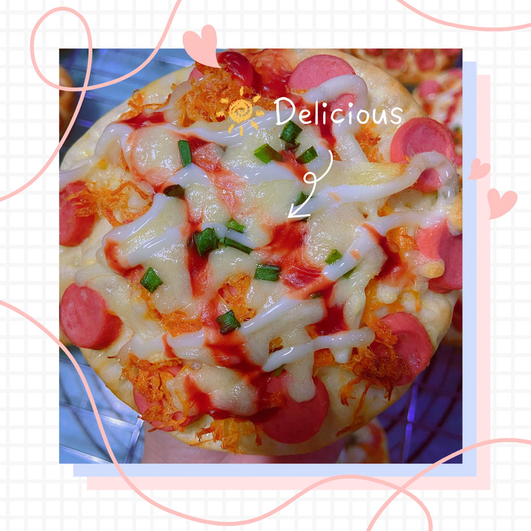 🍕快手简单｜一次发酵｜可可爱爱火腿披萨小面包｜学生早餐