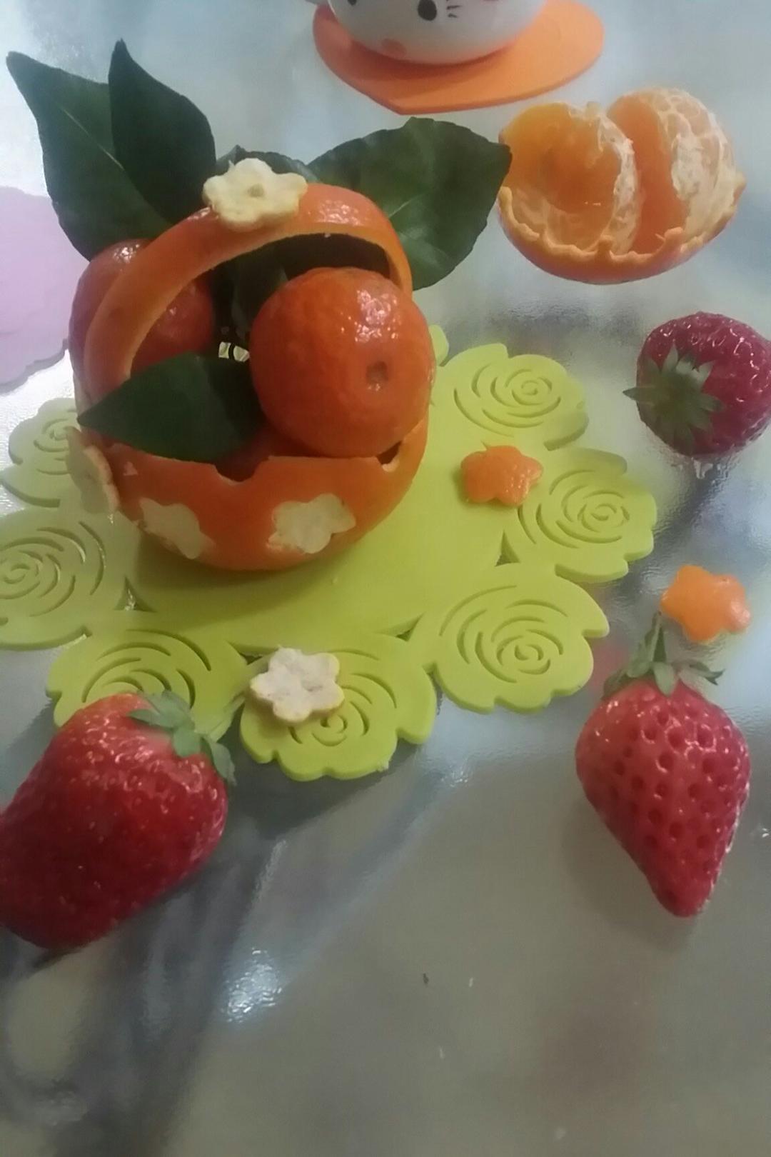 🎋橙皮花篮盘饰拼盘摆盘（巧去橙皮）
