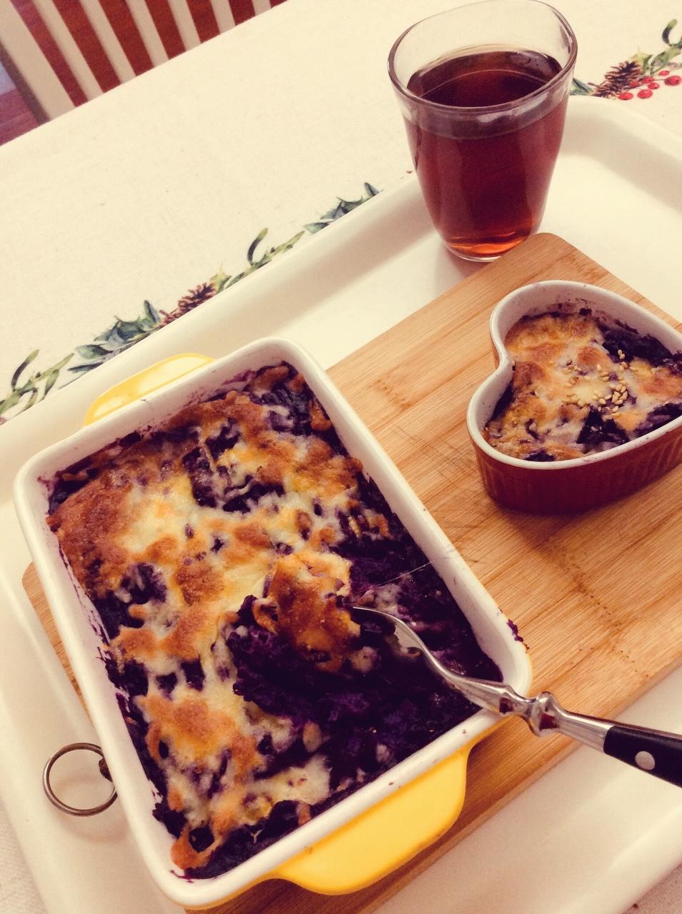 周末下午点心：奶酪焗紫薯的做法