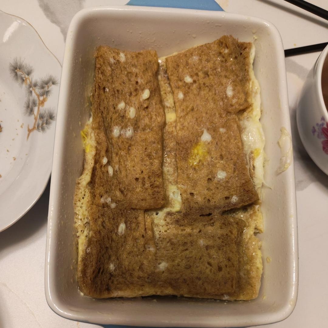 用格兰仕AB1变频微波炉做的蛋奶吐司布丁