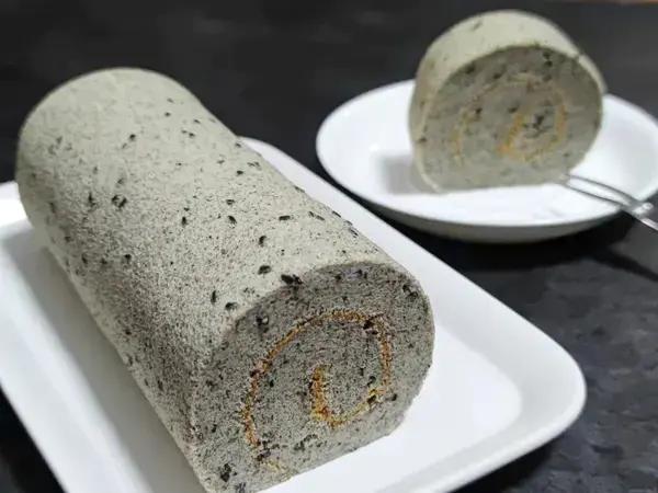 黑芝麻蛋糕卷【黑芝麻粉】