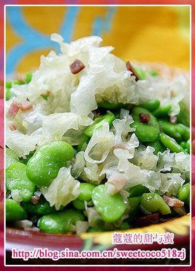 银耳火腿烩蚕豆的做法