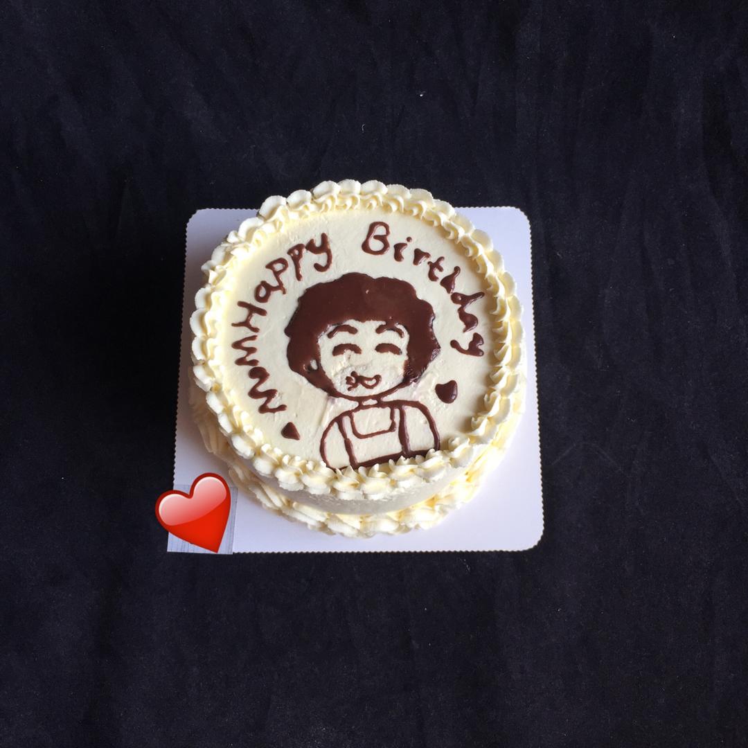 小丸子妈妈生日蛋糕（奶油转印）