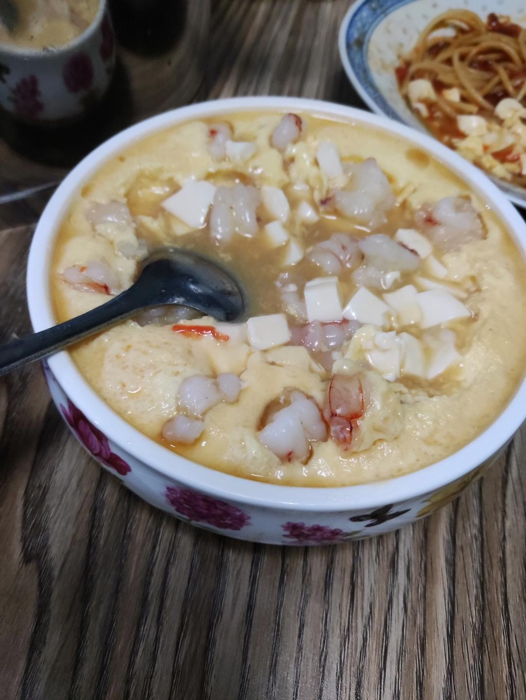 虾仁豆腐蒸水蛋