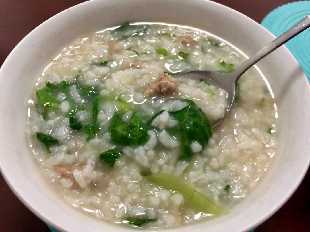 青菜肉末粥