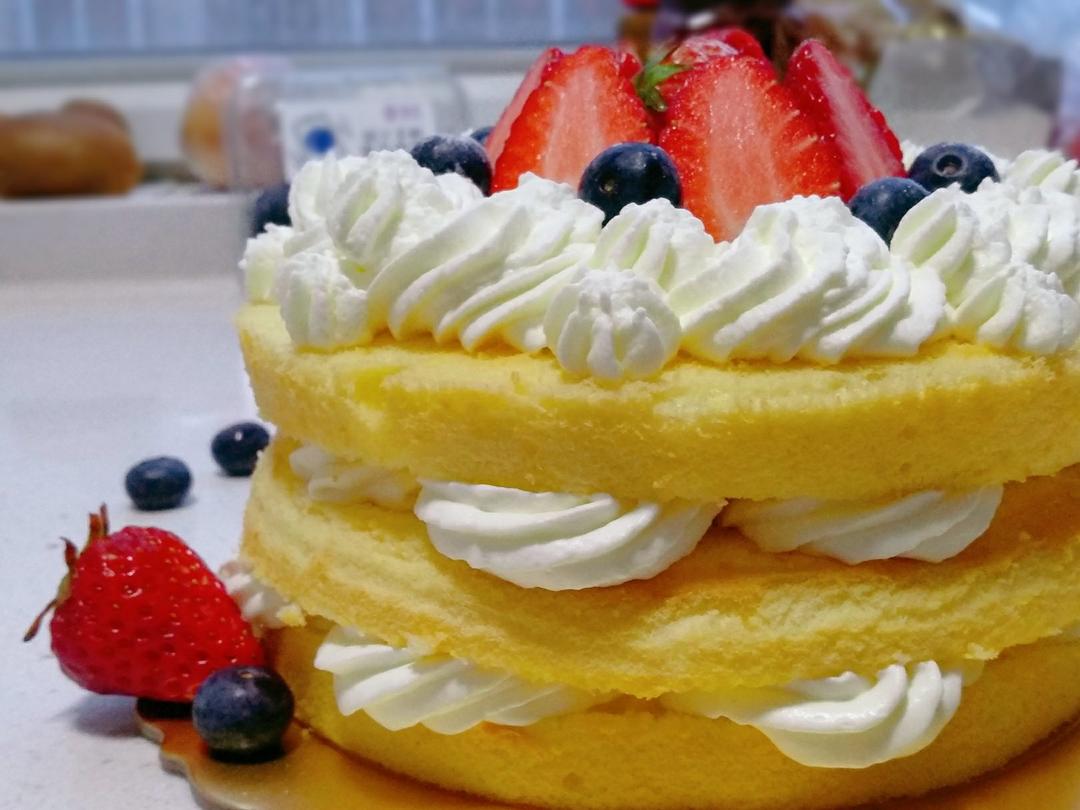 【零失败】不会裱花没关系的水果裸蛋糕 芒果裸蛋糕 完美戚风胚