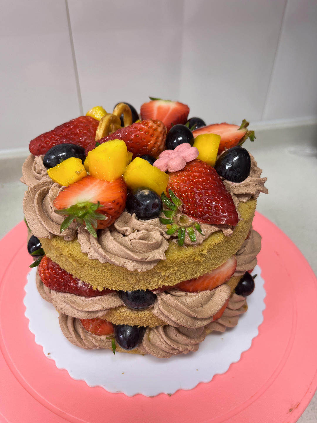 超详细 奶油巧克力生日裸蛋糕