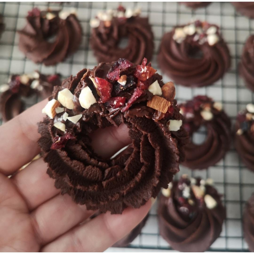 圣诞🎄可可花环曲奇|完美下午茶的首选甜点