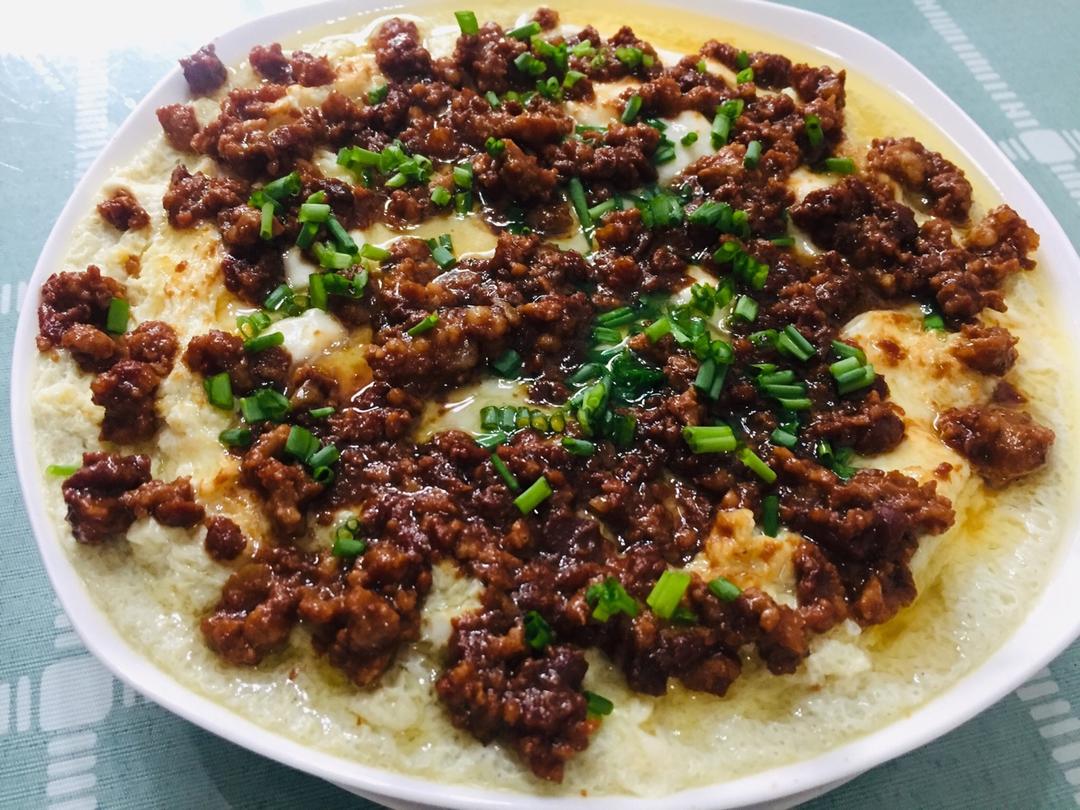 我们的确很好做的鸡蛋豆腐蒸肉沫