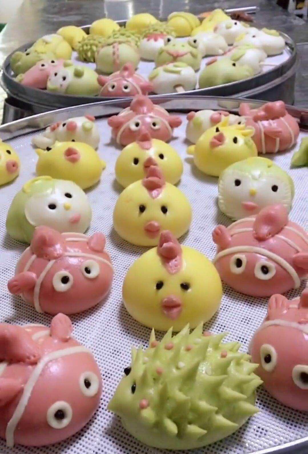 可爱多彩接吻鱼奶黄包卡通馒头