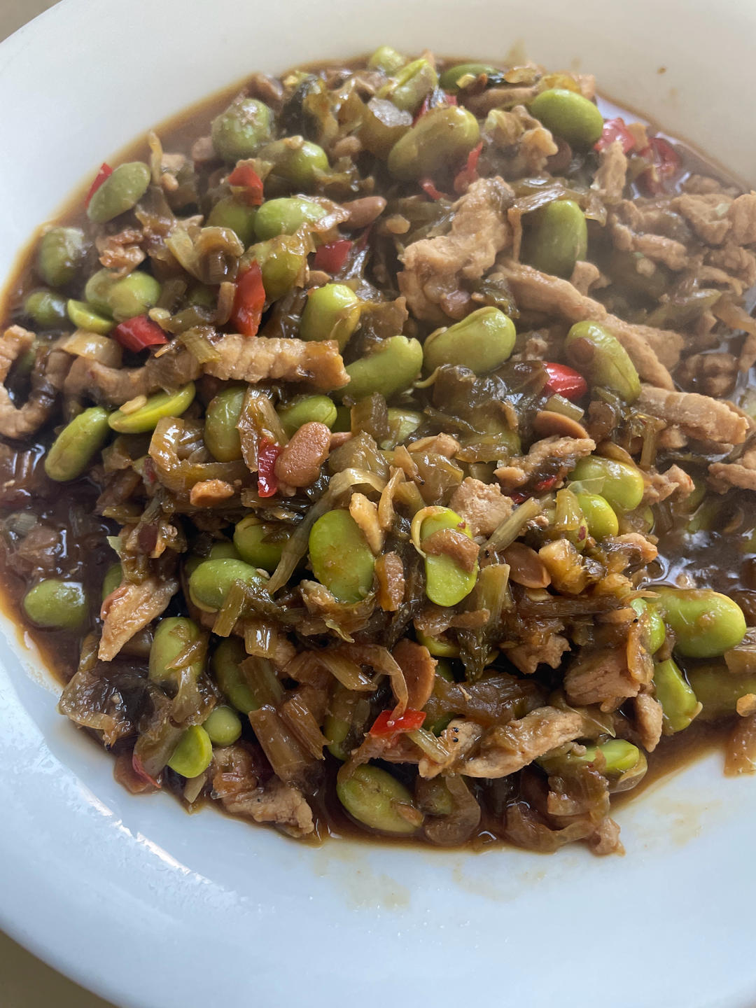 巨下饭－雪菜毛豆炒肉丝