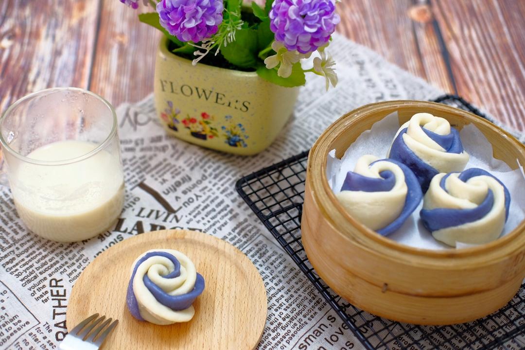 蓝色妖姬双色花卷