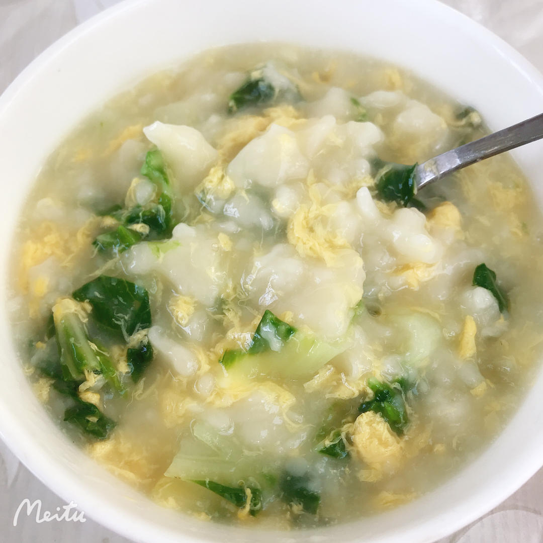 cuteybaby做的青菜鸡蛋面疙瘩汤