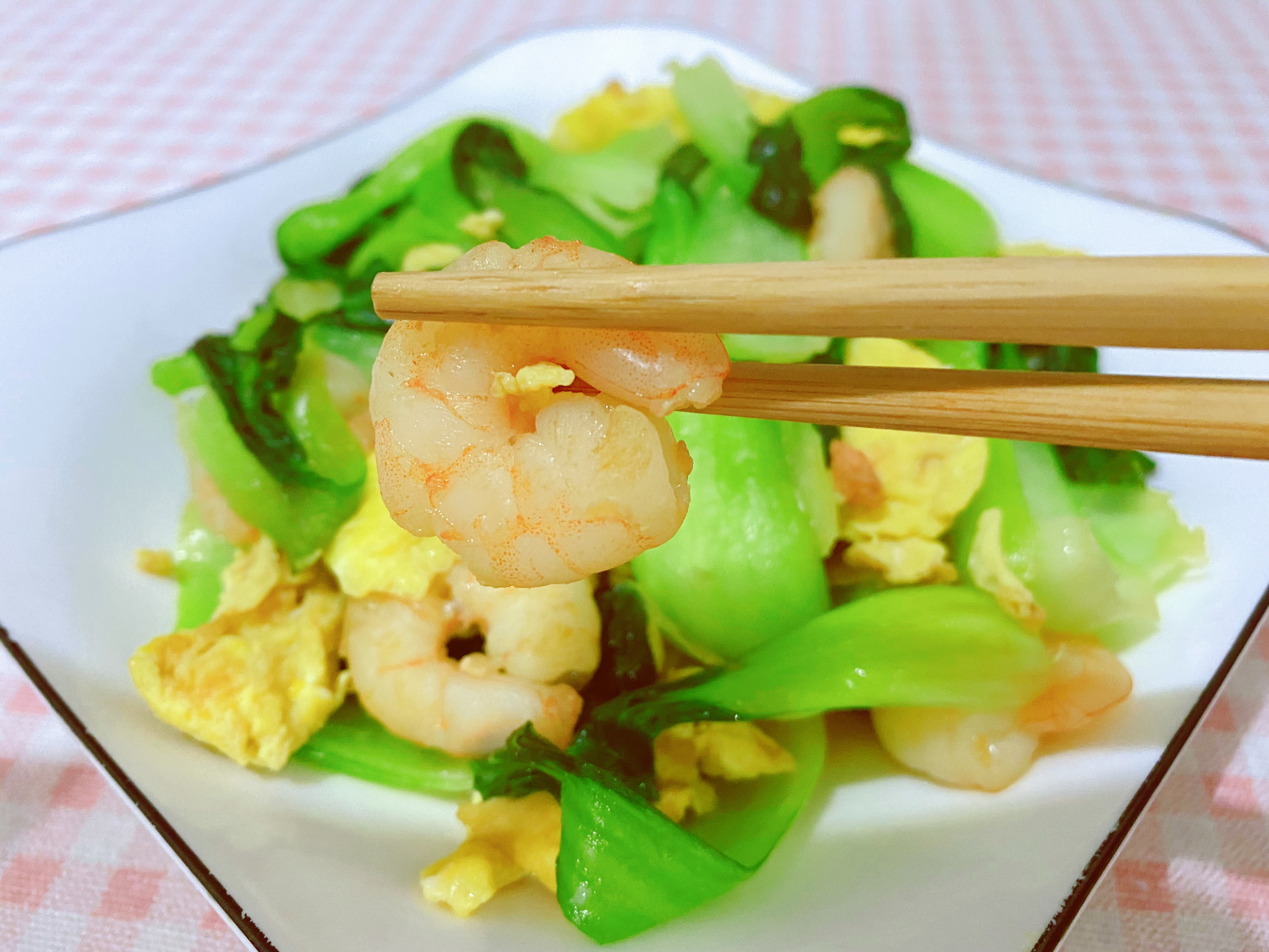 上海青（油菜）炒虾仁鸡蛋的做法