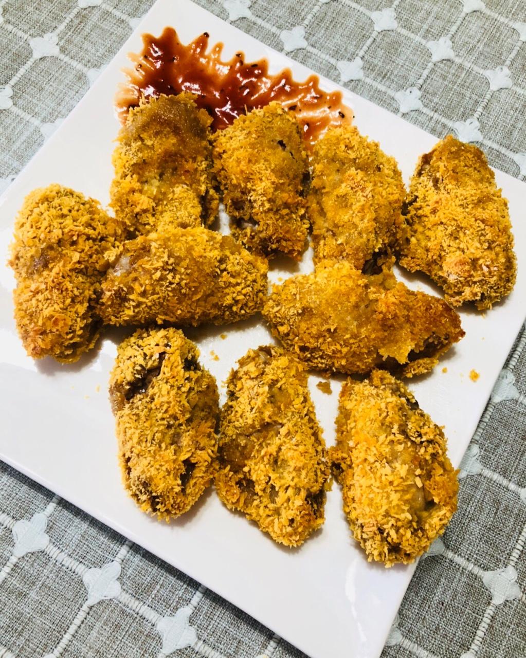 无油版蒜香面包糠烤鸡翅