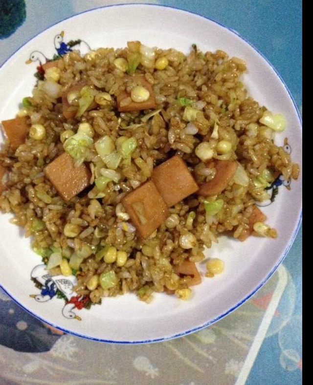 培根酱油炒饭