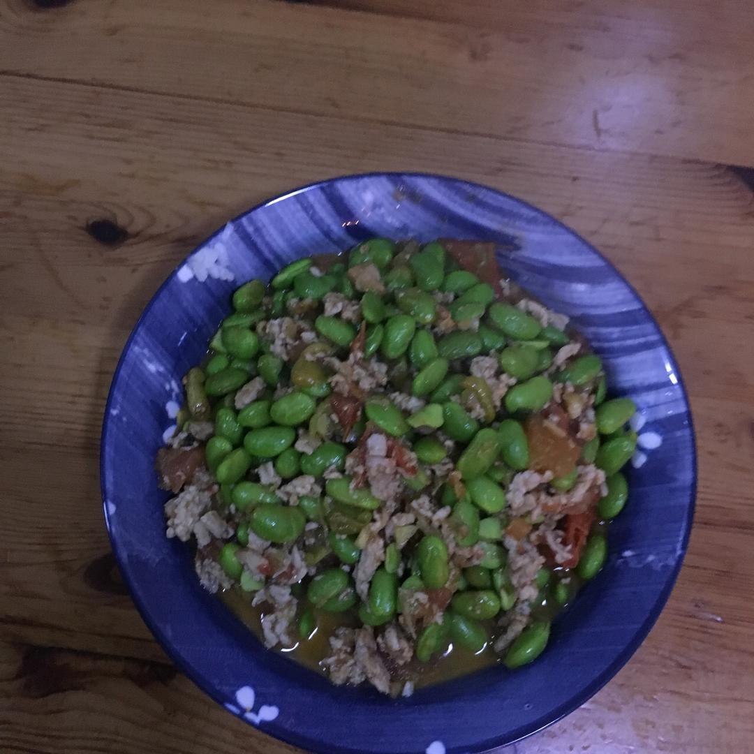肉末番茄烧毛豆