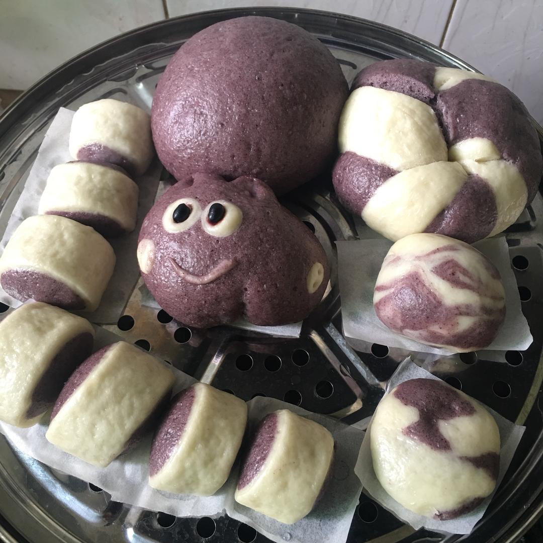 黑米牛奶双色馒头