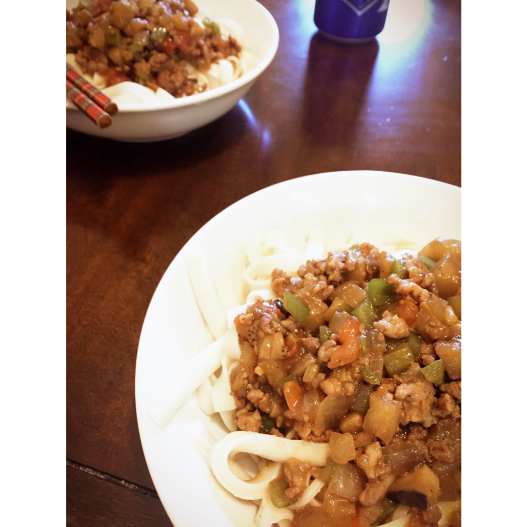 茄子肉丁打卤面