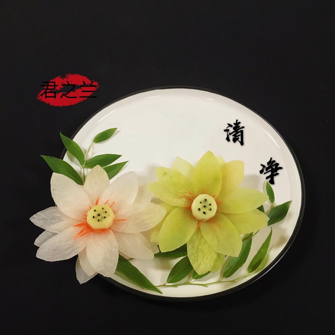 君之兰_86hu做的简单美丽的盘饰(8)——拼装荷花盘饰