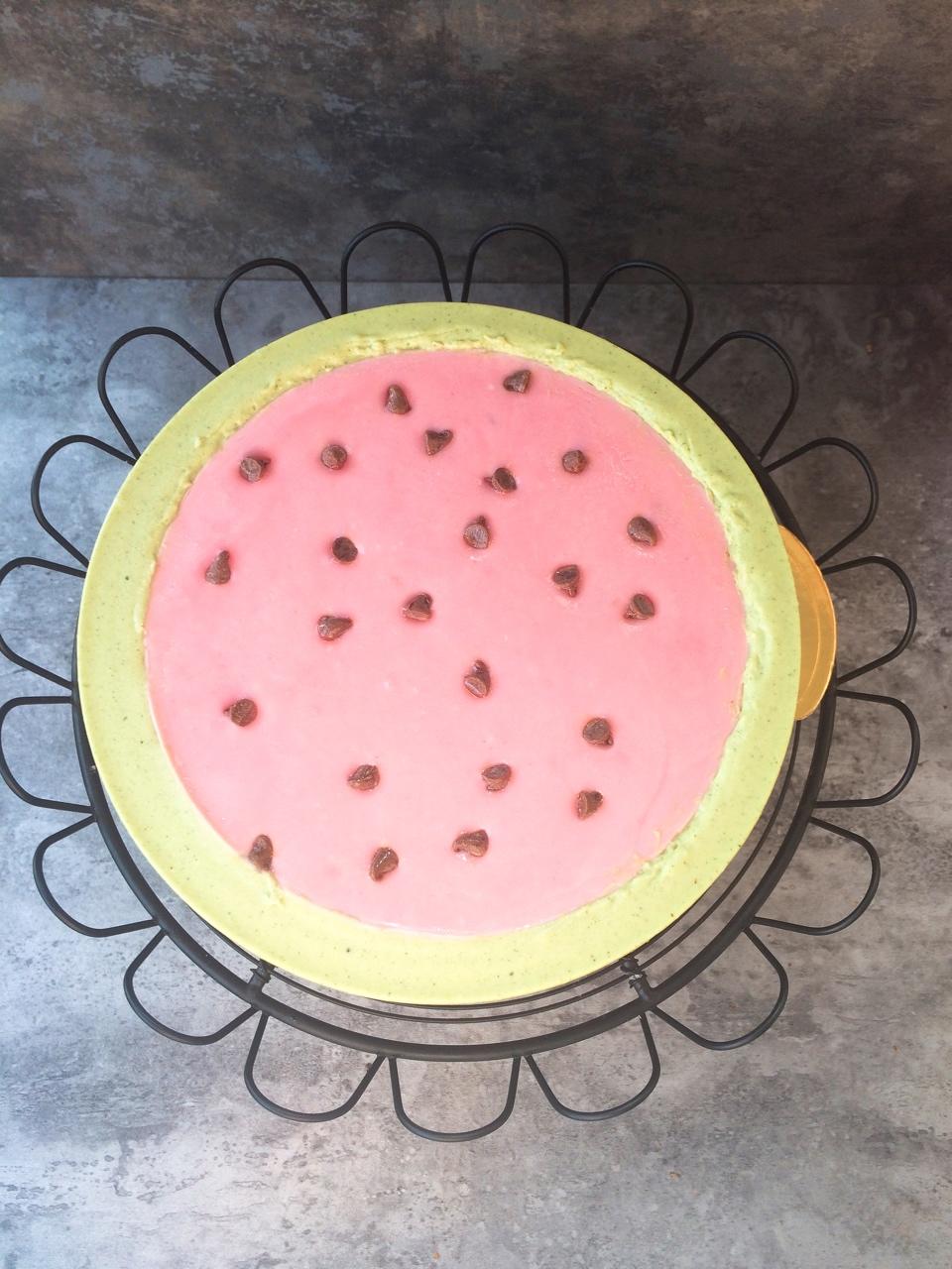 西瓜乳酪慕斯蛋糕（覆盆子慕斯+抹茶慕斯）