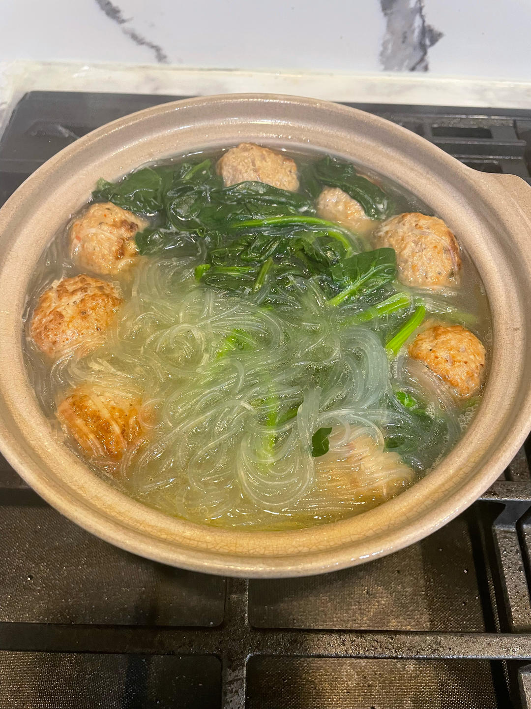 菠菜肉丸粉丝汤