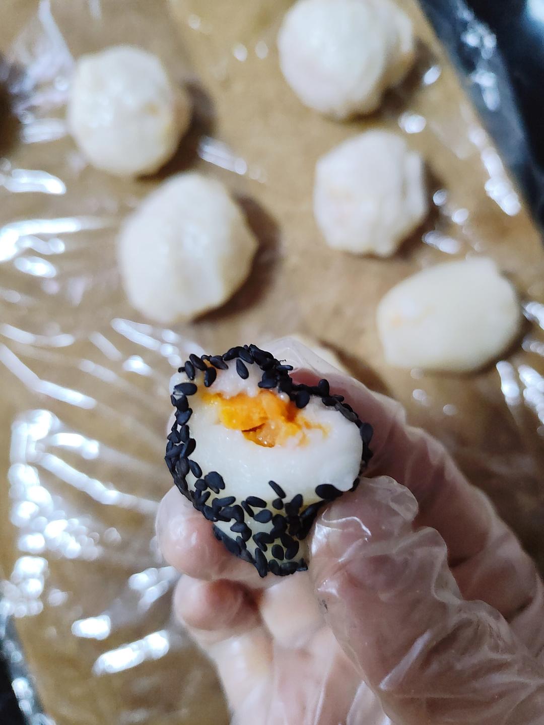 免烤箱！凉了也不硬！糯叽叽的芋泥肉松麻薯！