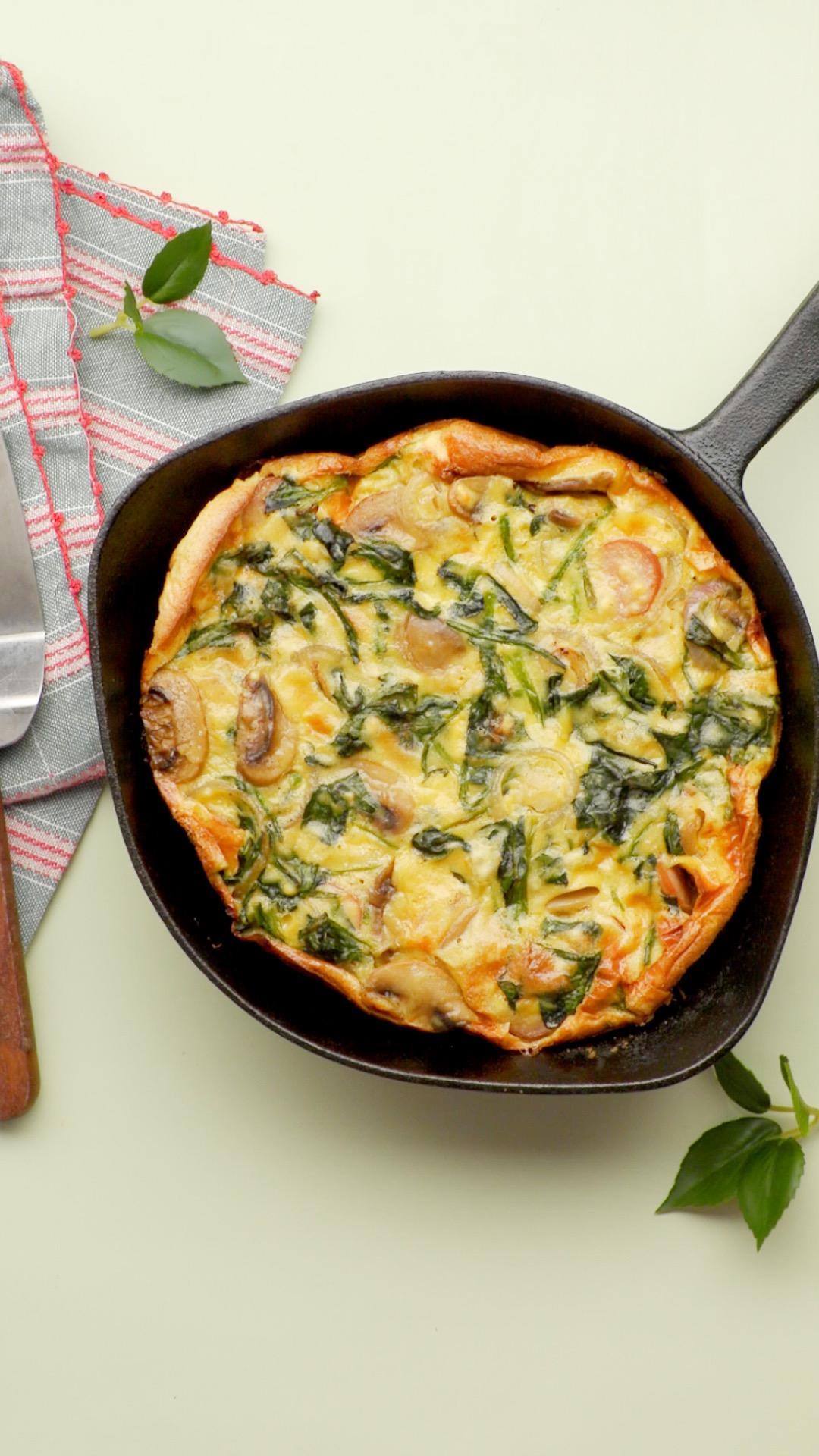 菠菜口蘑烤松饼的做法