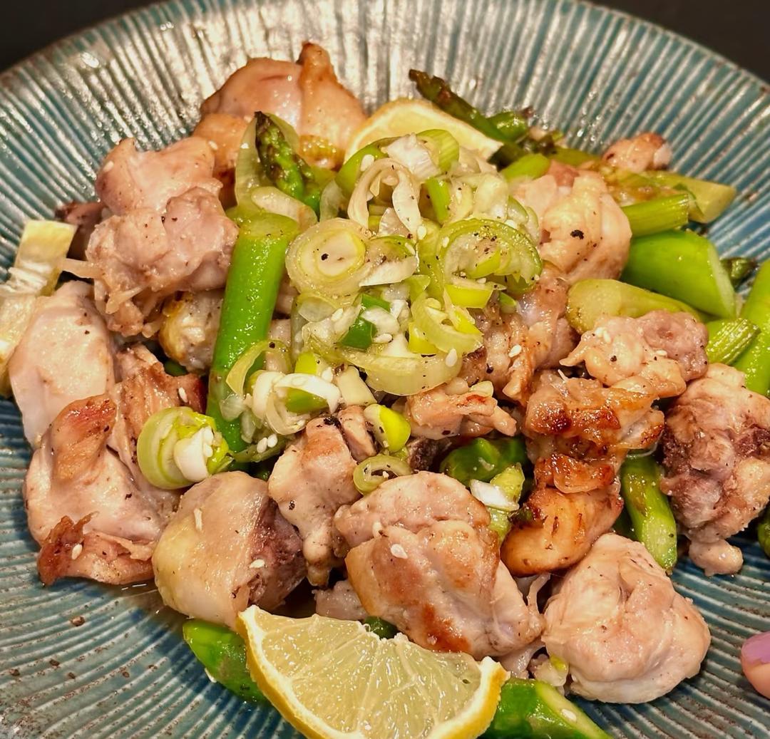 日式盐姜柠檬芦笋鸡腿（生煎小寿司版）