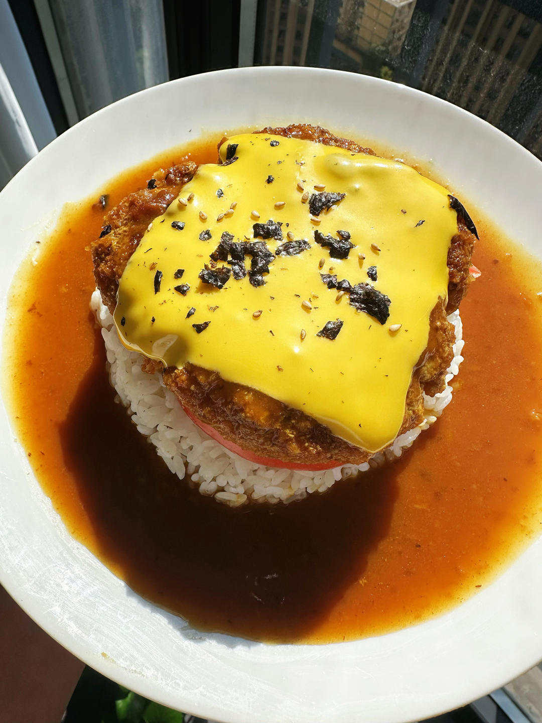 芝士肉饼咖喱饭