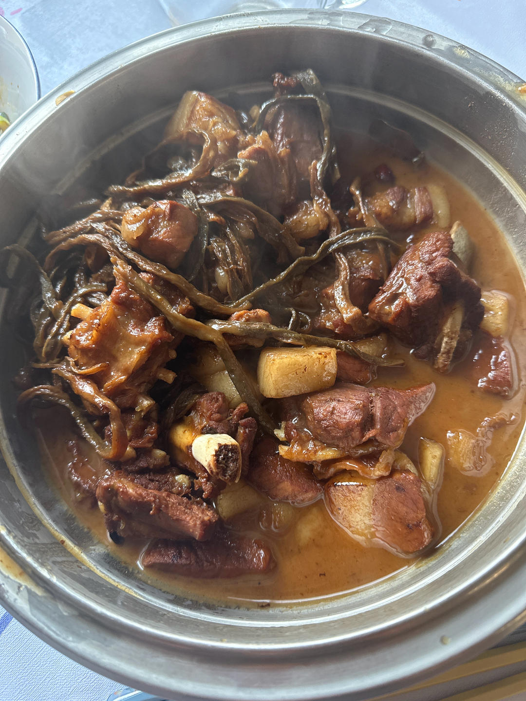 红烧肉炖干豆角粉条