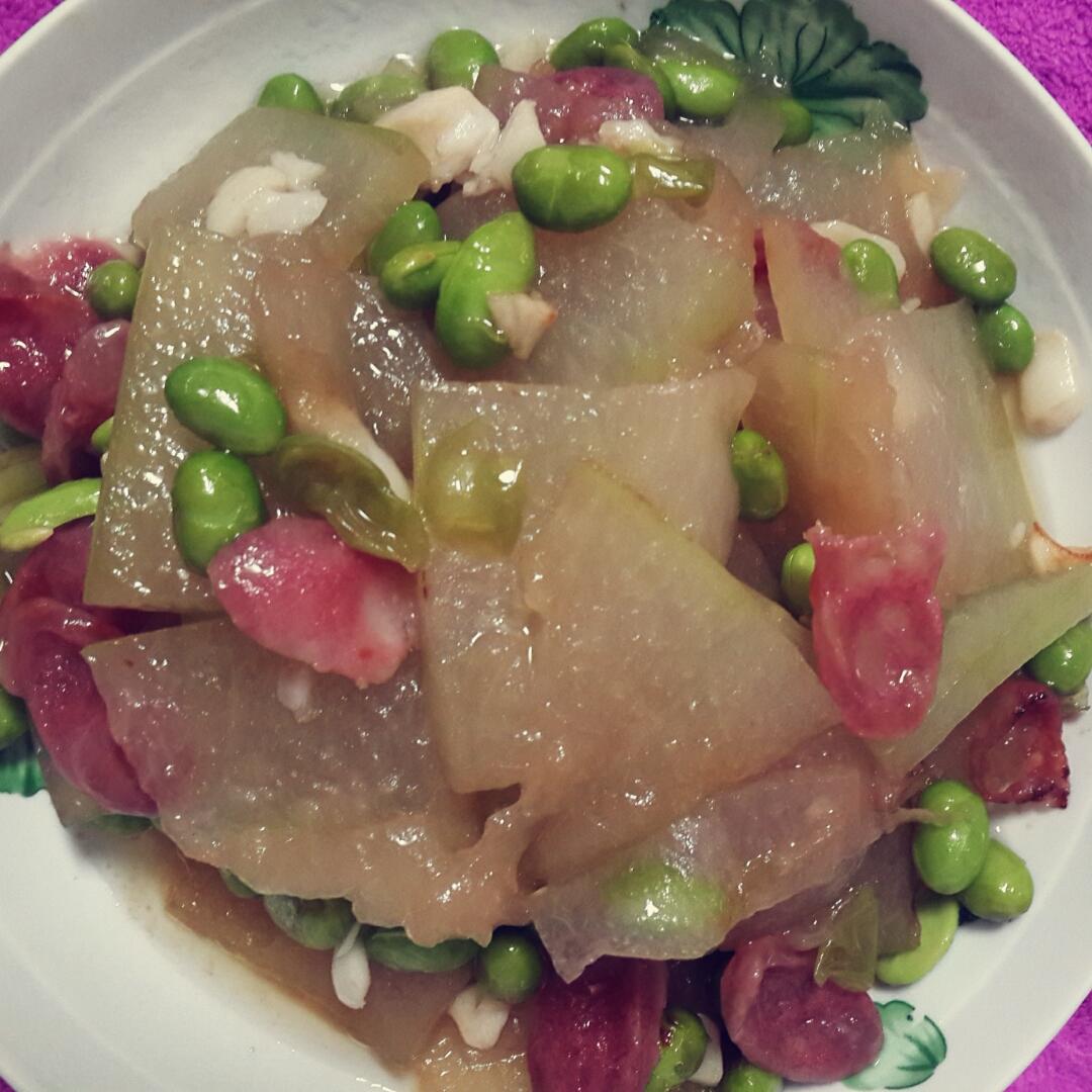 冬瓜炒毛豆肉
