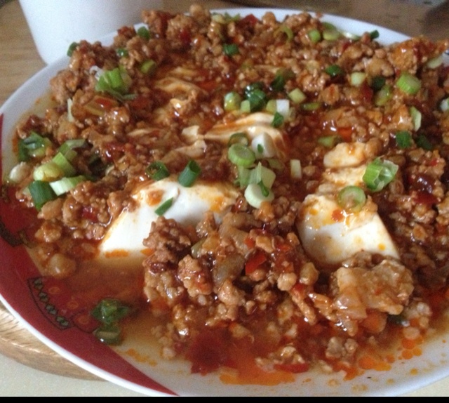 香辣肉末蒸豆腐