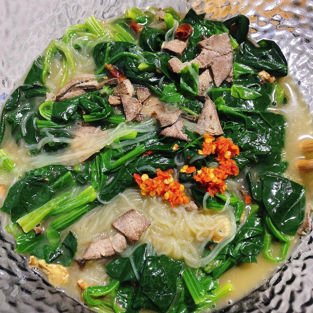 孕期补血-猪肝菠菜粉丝汤的做法