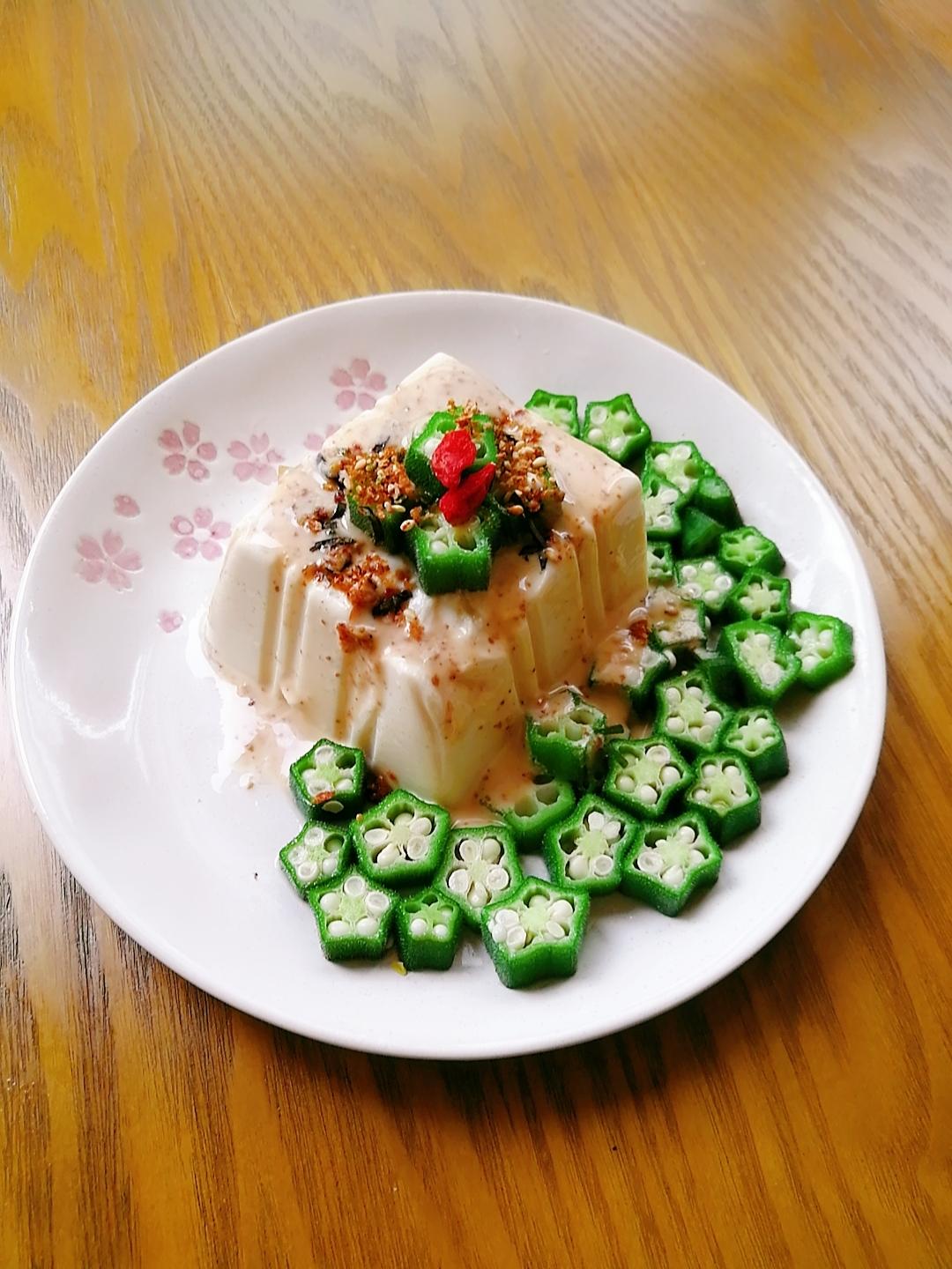 和风秋葵豆腐的做法步骤图 怎么做好吃 巩杨洁jessie 下厨房