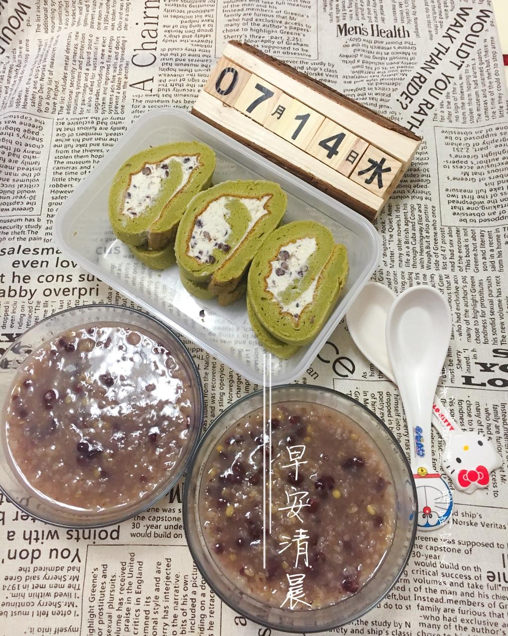 清新抹茶红豆卷