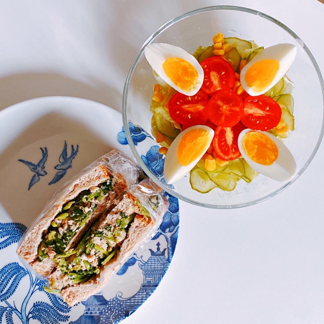 全麦三文鱼菠菜三明治 附超详细的包三明治大法｜#Healthybreakfast#