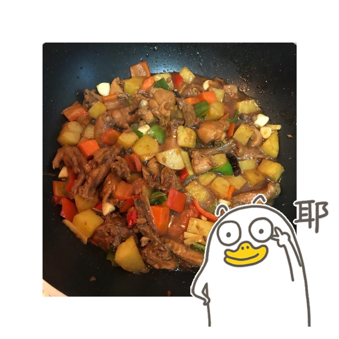 家常大盘鸡加手擀宽面