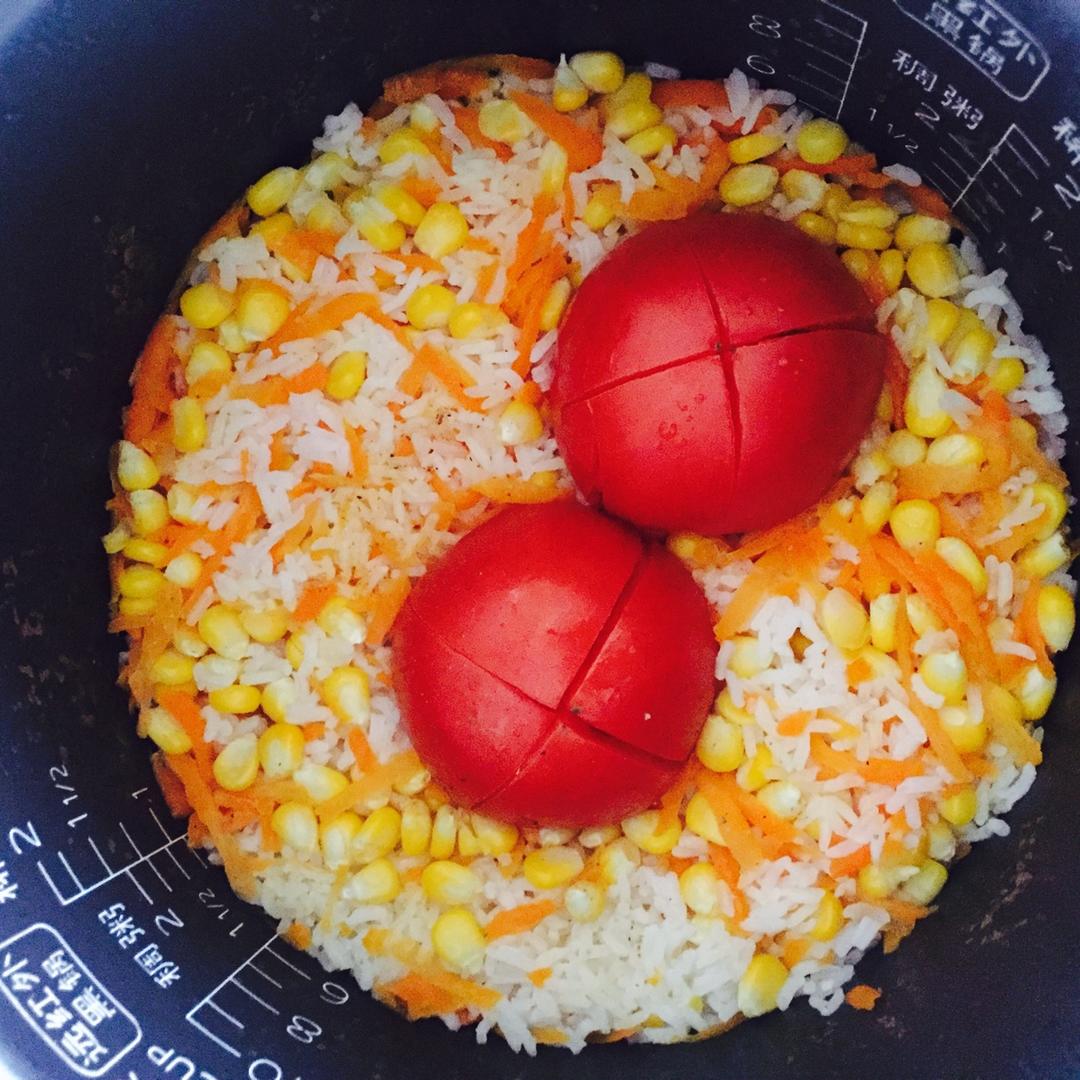 整个番茄饭加强版【两个番茄玉米饭】